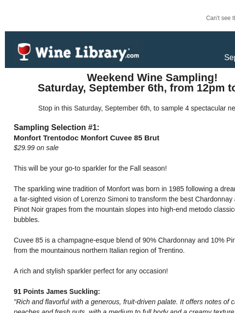 winelibrary newsletter: Stop in this Saturday to sample 4 wines perfect fo...