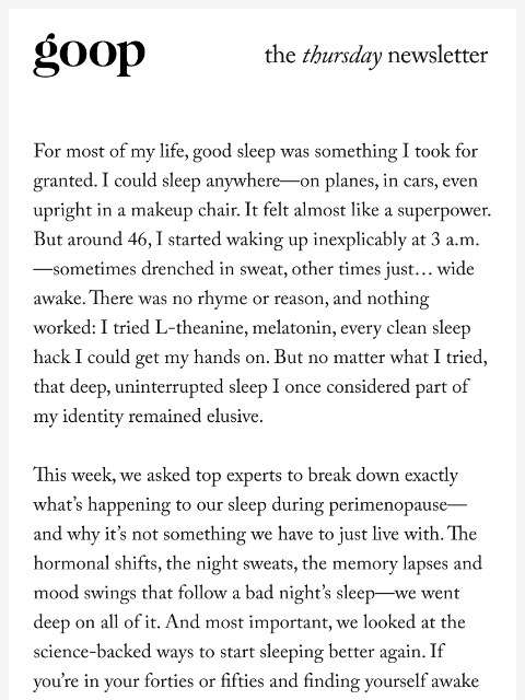 goop newsletter: the Thursday newsletter