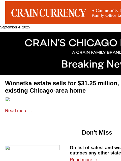 crainalerts newsletter: Winnetka estate sets record for Chicago-area home ...