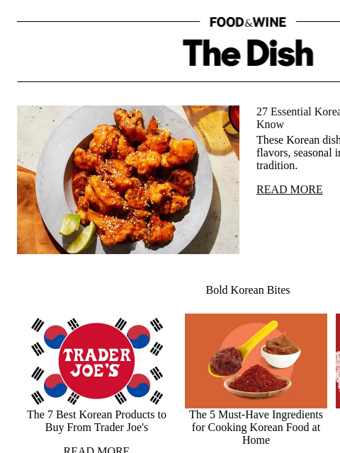 foodandwine newsletter: 27 Essential Korean Recipes Everyone Should Know