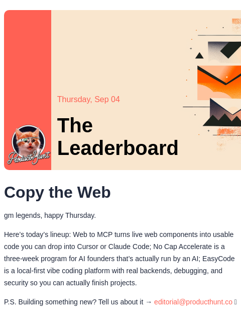 producthunt newsletter: 😸 Copy the web