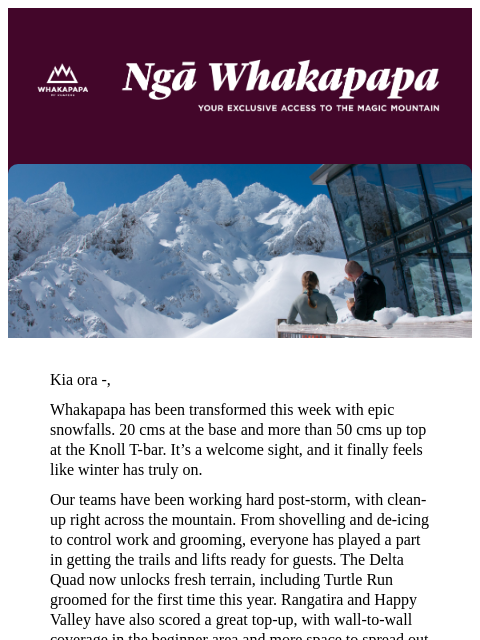 whakapapa newsletter: Your Maunga Update, 4th Sept 2025 🏔️