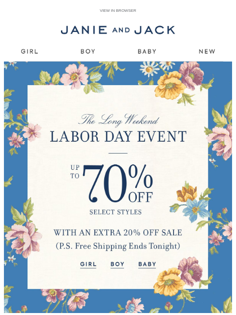 janieandjack newsletter: Final hours for free shipping