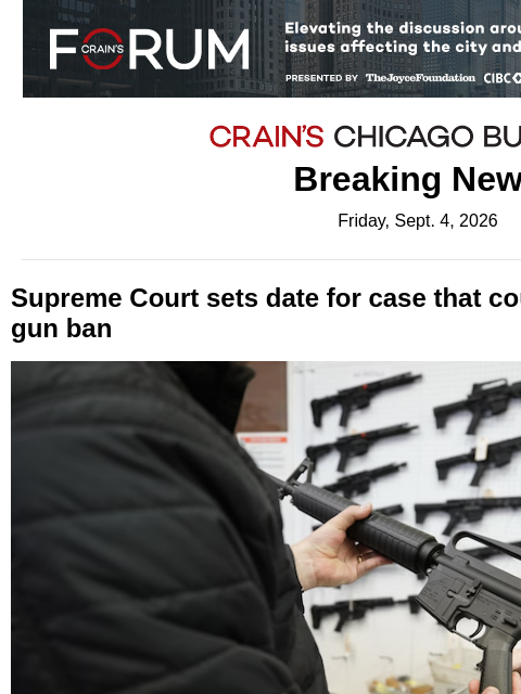 crainalerts newsletter: Supreme Court sets date for showdown over Cook Cou...