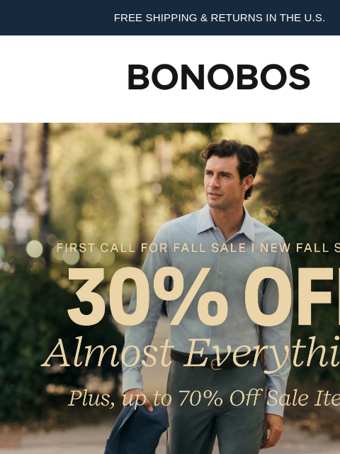 bonobos newsletter: Sale Shirts Are up to 70% Off Right Now