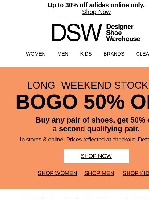 dsw newsletter: BOGO 50% OFF (NEW) SHOES 🎉