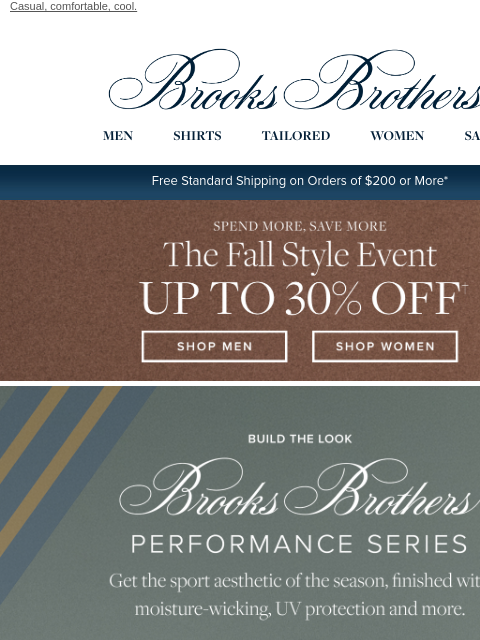brooksbrothers newsletter: Performance layers, now up to 30% off