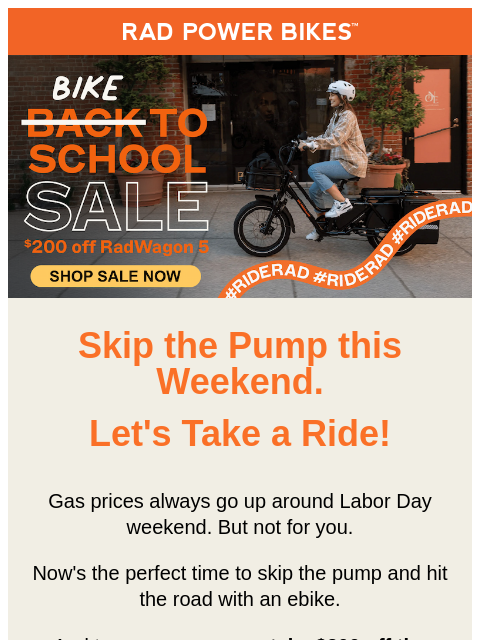 radpowerbikes newsletter: Save on Gas, Save on the RadWagon 5