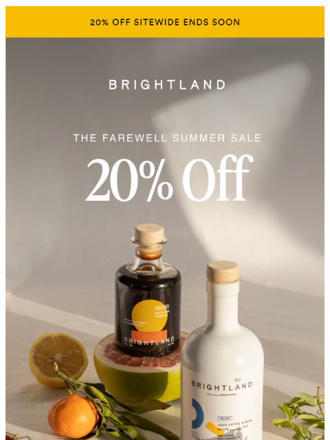 brightland newsletter: 20% off sitewide. Get ready for cozy season cookin...