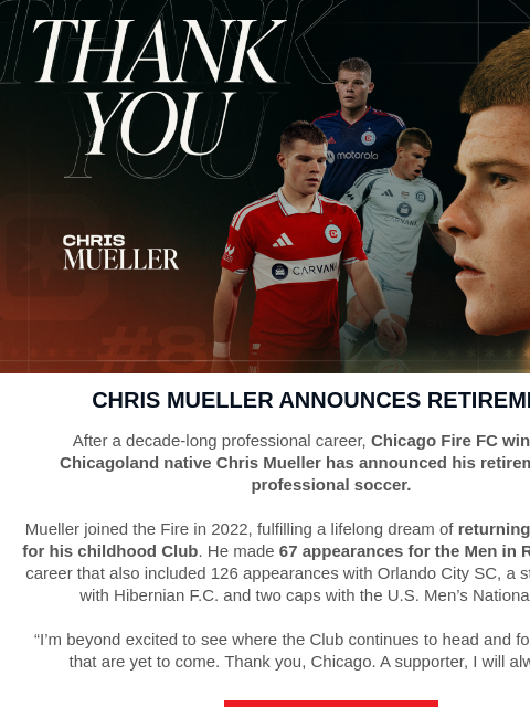 chicagofirefc newsletter: Chris Mueller Announces Retirement from Profession...