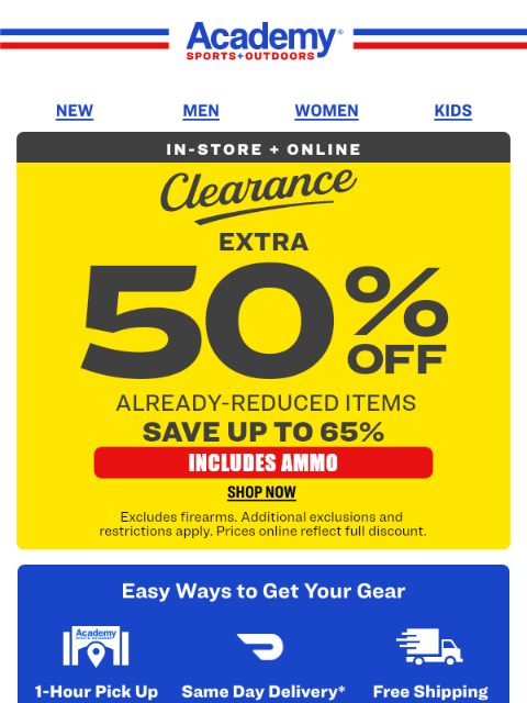 academy newsletter: Clearance Savings: Now up to 65% OFF