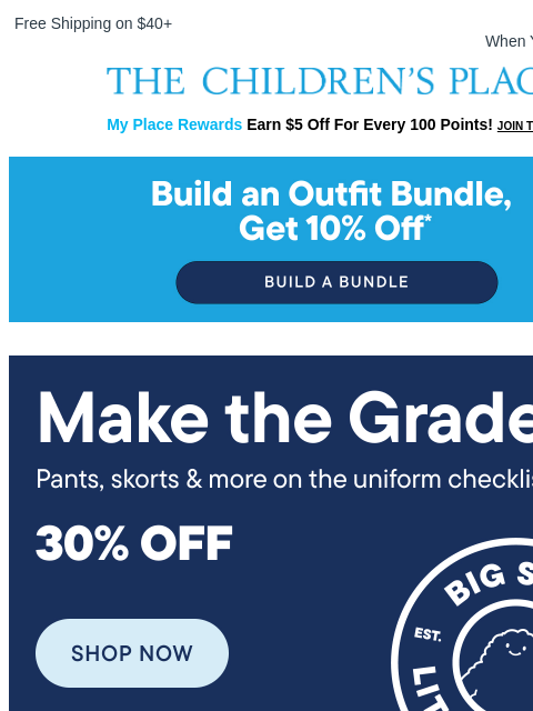 childrensplace newsletter: Uniform Faves that Make the Grade 💯