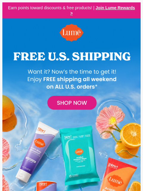 lumedeodorant newsletter: 🤩 FREE U.S. shipping on ALL orders!