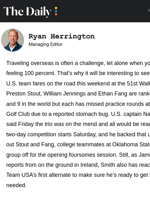 golfdigest newsletter: All isn’t well for the U.S. Walker Cup team