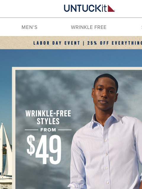 untuckit newsletter: 25% Off Wrinkle-Free Favorites