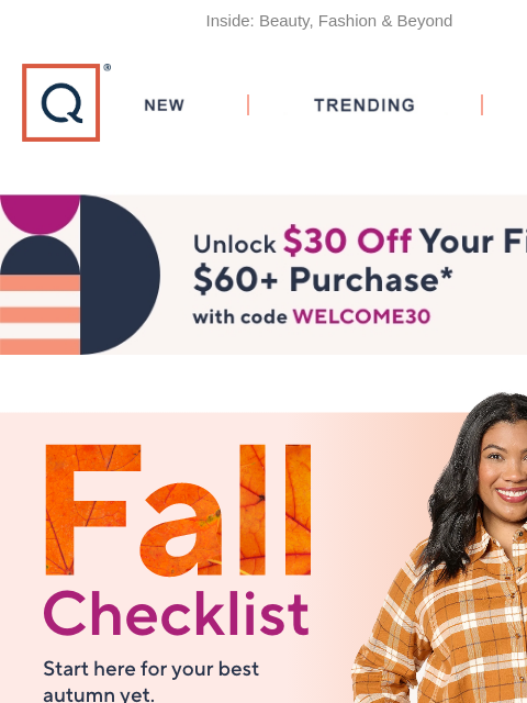 Inside: Beauty, Fashion & Beyond QVC New TRENDING DEALS Unlock $30 off Your First Purchase fall checklist harvest decor halloween delights fashion wen Picked Just For You UltraFine 950 Silver