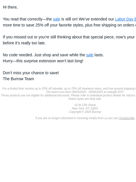 burrow newsletter: Wait... the sale is back on?