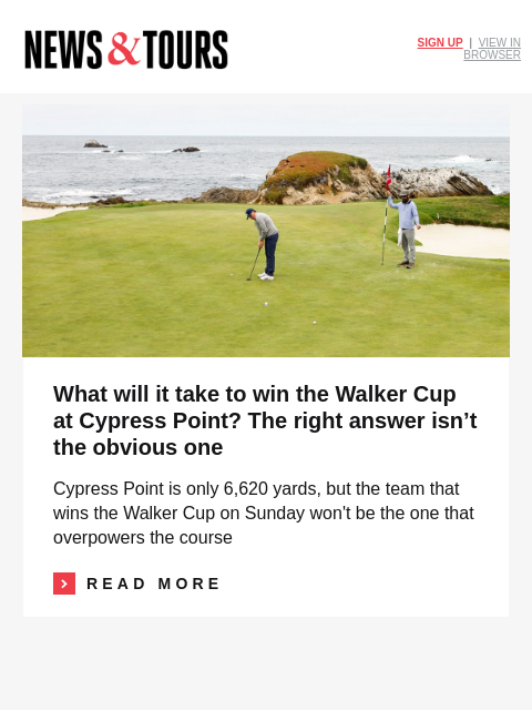 golfdigest newsletter: Europeans to make Ryder Cup scouting trip