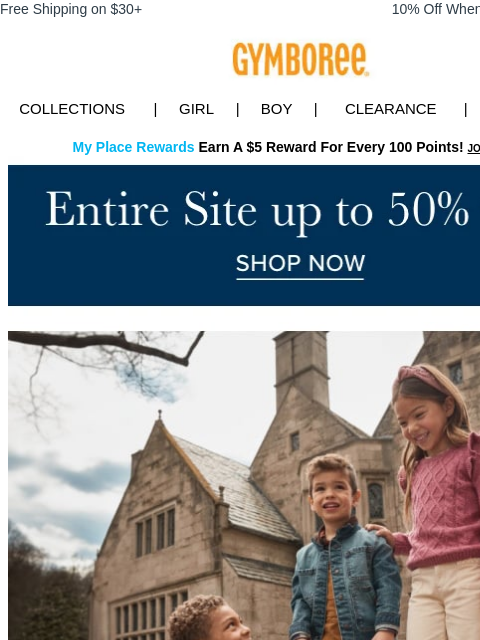 gymboree newsletter: Don't Miss up to 50% Off Entire Site ✨