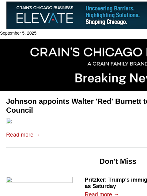 crainalerts newsletter: Johnson appoints Walter 'Red' Burnett to replace f...