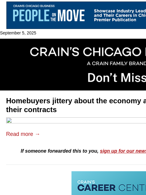 crainalerts newsletter: Homebuyers cancel contracts amid economic worries