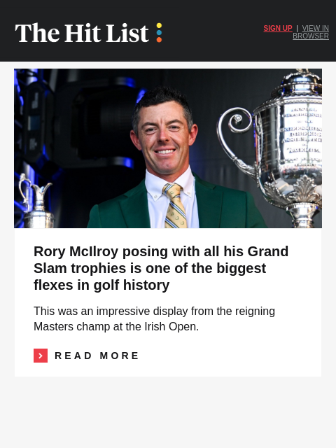 golfdigest newsletter: Rory's all-time Grand Slam flex