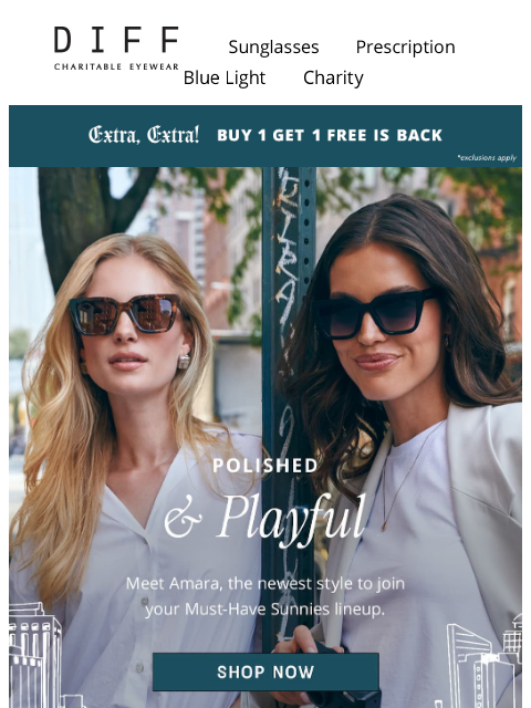 diffeyewear newsletter: New Arrival: Effortlessly Glam Amara ✨
