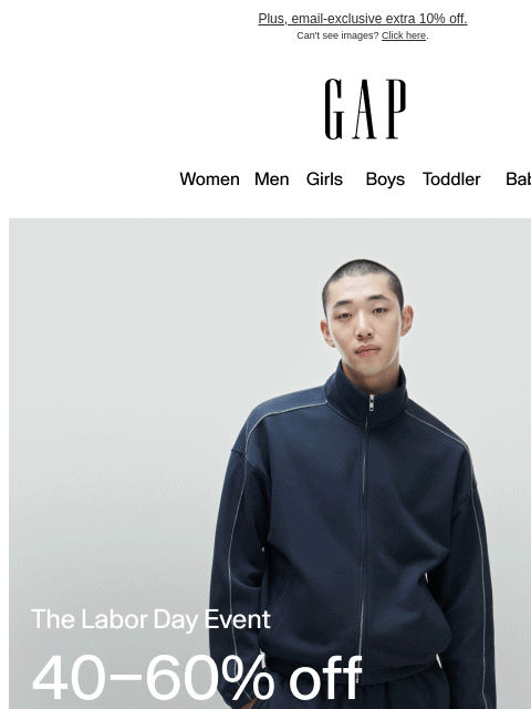gap newsletter: 40–60% off has landed for the long weekend