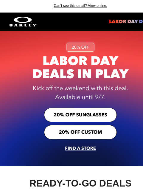oakley newsletter: Just Dropped: 20% Off Sunglasses