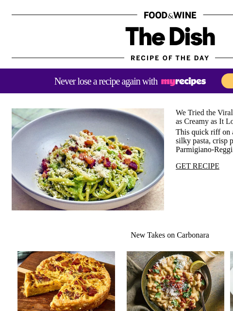 foodandwine newsletter: Avocado Carbonara