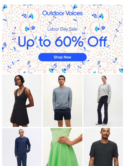 outdoorvoices newsletter: UP TO 60% OFF BEST SELLERS