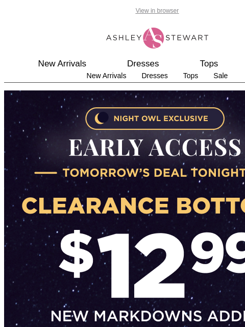 ashleystewart newsletter: 🦉Night Owl — $12.99 clearance bottoms
