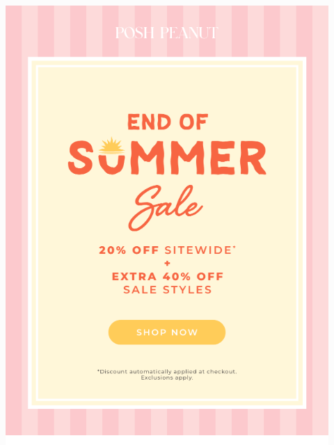 poshpeanut newsletter: Every Age, 20% Off!