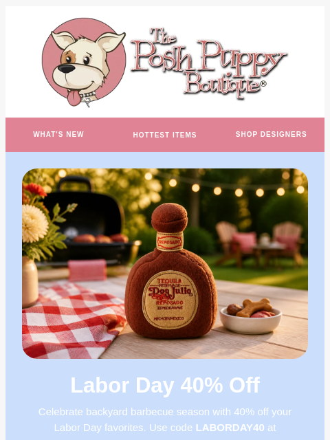 poshpuppyboutique newsletter: You’re Invited To The BBQ! 🍗 & 40% off!