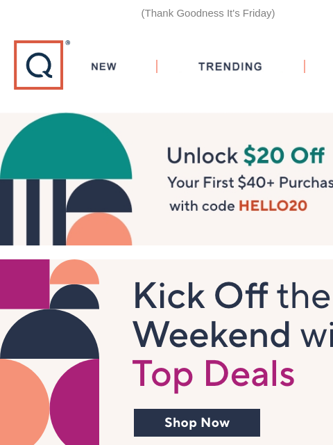 (Thank Goodness It's Friday) QVC New TRENDING DEALS Unlock $20 off Your First Purchase Fall Weekend Deals Fall Fashion Fall Decor Sale up to 20% Off Fitness Deals Top Rated Tech Hair Care Deals