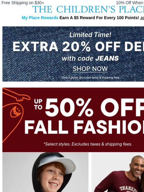 childrensplace newsletter: Up to 50% OFF *Must-Have* Fall Fits 🍃