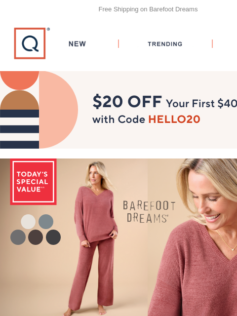 qvcemail newsletter: Barefoot Dreams Set for All + Get $20 Off