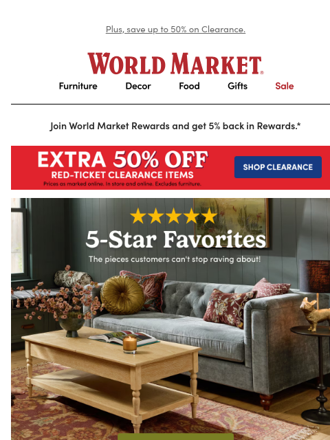 emailworldmarket newsletter: 🌟 Cozy up to our best-selling furniture finds!