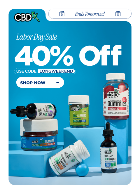 cbdfx newsletter: Restock at 40% OFF before Monday