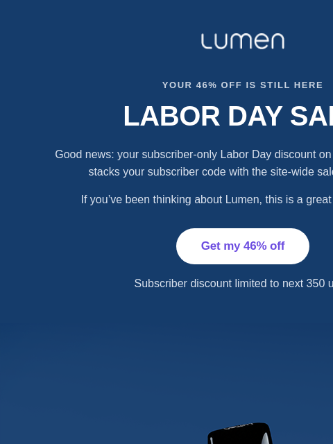 lumen newsletter: Happy Labor Day weekend - 46% off Lumen