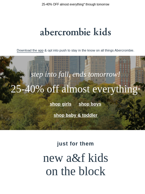 abercrombie newsletter: fall-ready starts with this sale