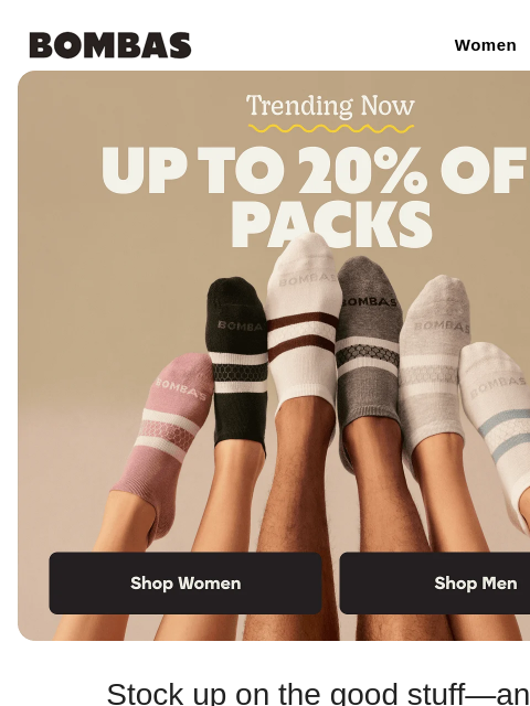 bombas newsletter: Up to 20% Off Our Hottest Packs