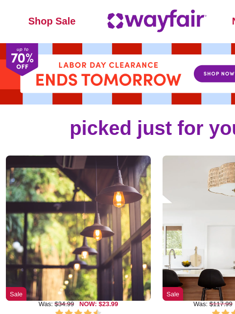 wayfair newsletter: LIGHT BULBS 🔴 ⚪ 🔵 LABOR DAY DEALS 🔴 ⚪ 🔵  