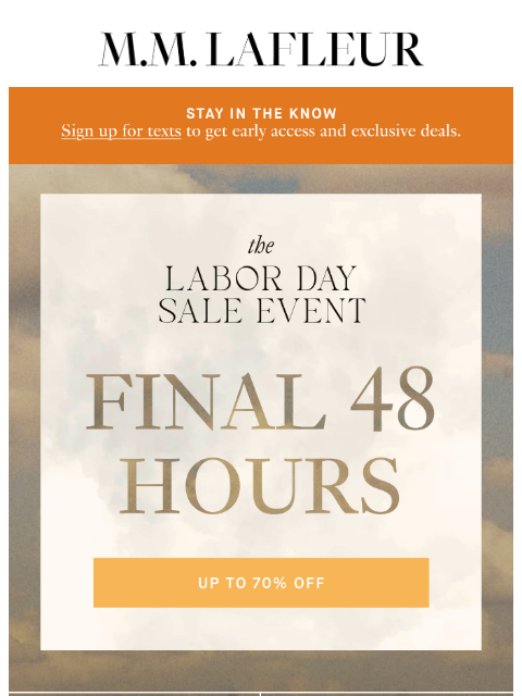 mmlafleur newsletter: Final 48 HRS: 70% off ends soon.
