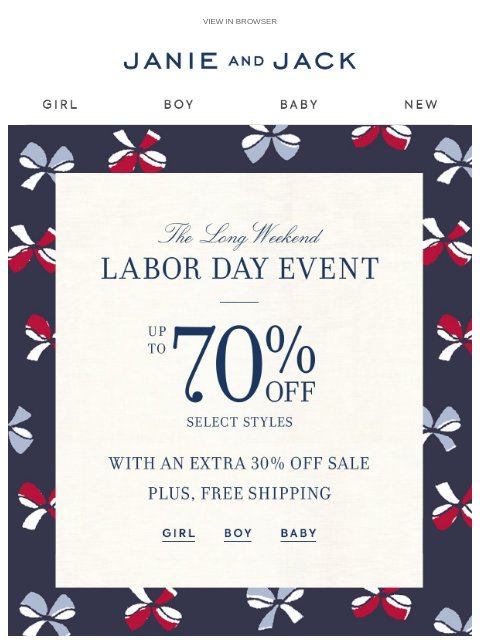 janieandjack newsletter: Take an extra 30% off sale dresses
