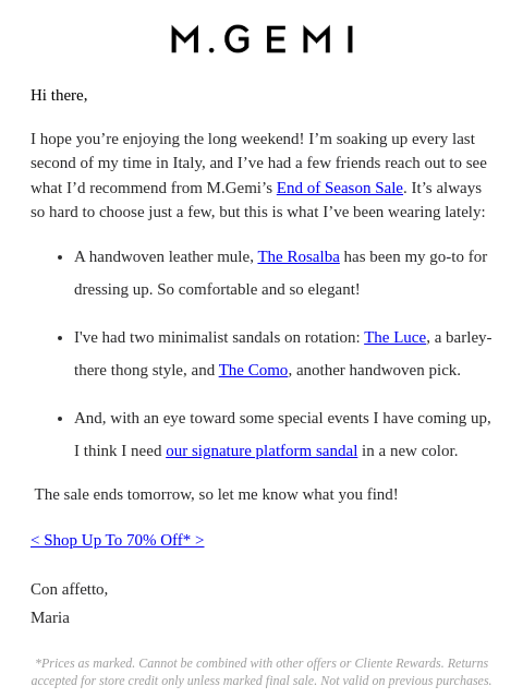 mgemi newsletter: Our Founder’s Sale Picks