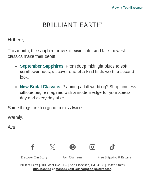 brilliantearth newsletter: Fall's new classics are here