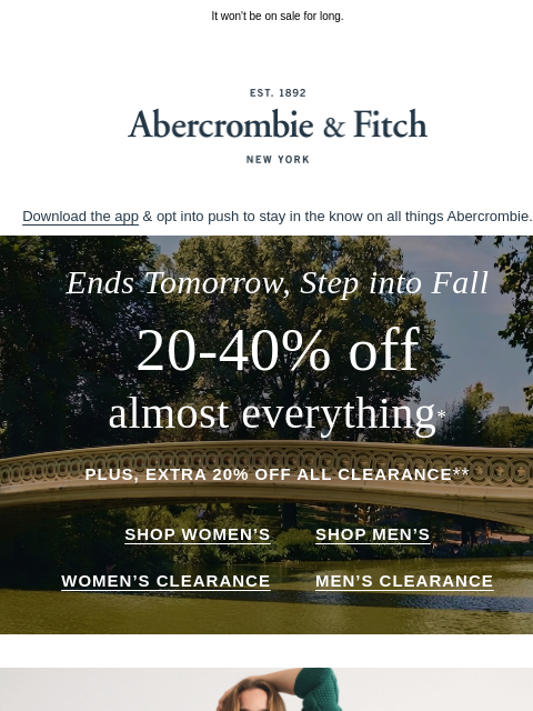 abercrombie newsletter: The NEW low rise: clean waist denim.