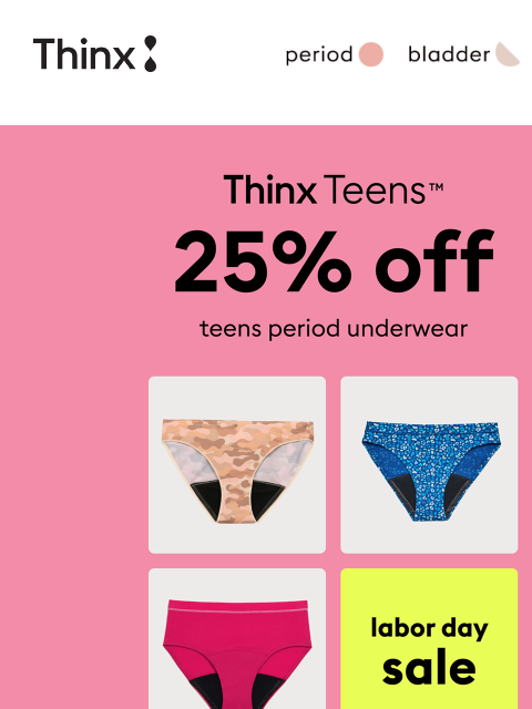 shethinx newsletter: 25% off comfy teen styles