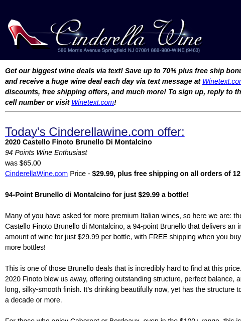 winelibrary newsletter: 2020 Castello Finoto Brunello Di Montalcino (94 WE...